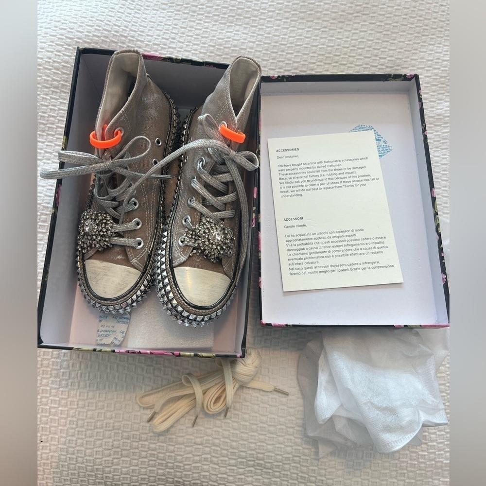 NEW Nan-Ku Couture Free People Cruise Studded Grey High Top Sneaker